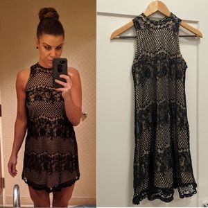 Black lace shift dress